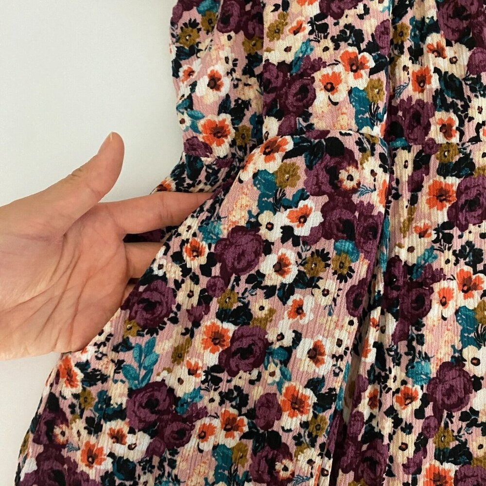 Torrid Mini Gauze Cold Shoulder Skater Dress Size 4X Floral Pockets Long Sleeve - Picture 10 of 13